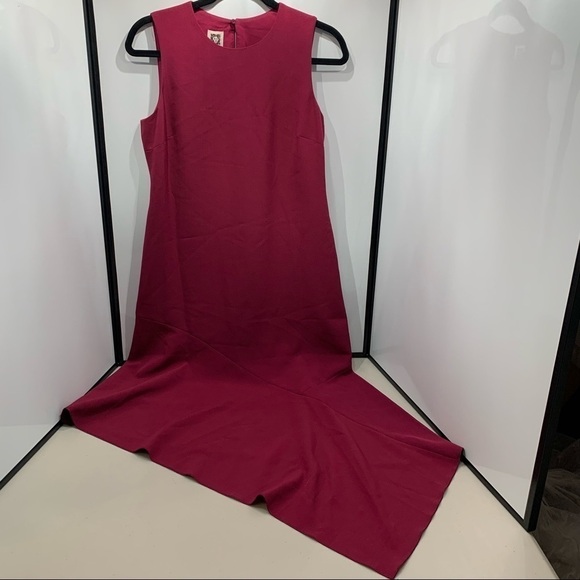 New Anne Klein 10645622 Asymmetrical Hem Stretch Crepe Dress Claret Size 2 - Picture 1 of 7